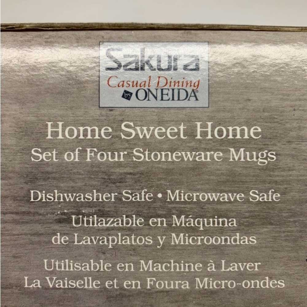 Vintage Home Sweet Home Sakura Warren Kimble Oneida Set of 4 Coffee Mugs NEW NWT - Picture 4 of 5